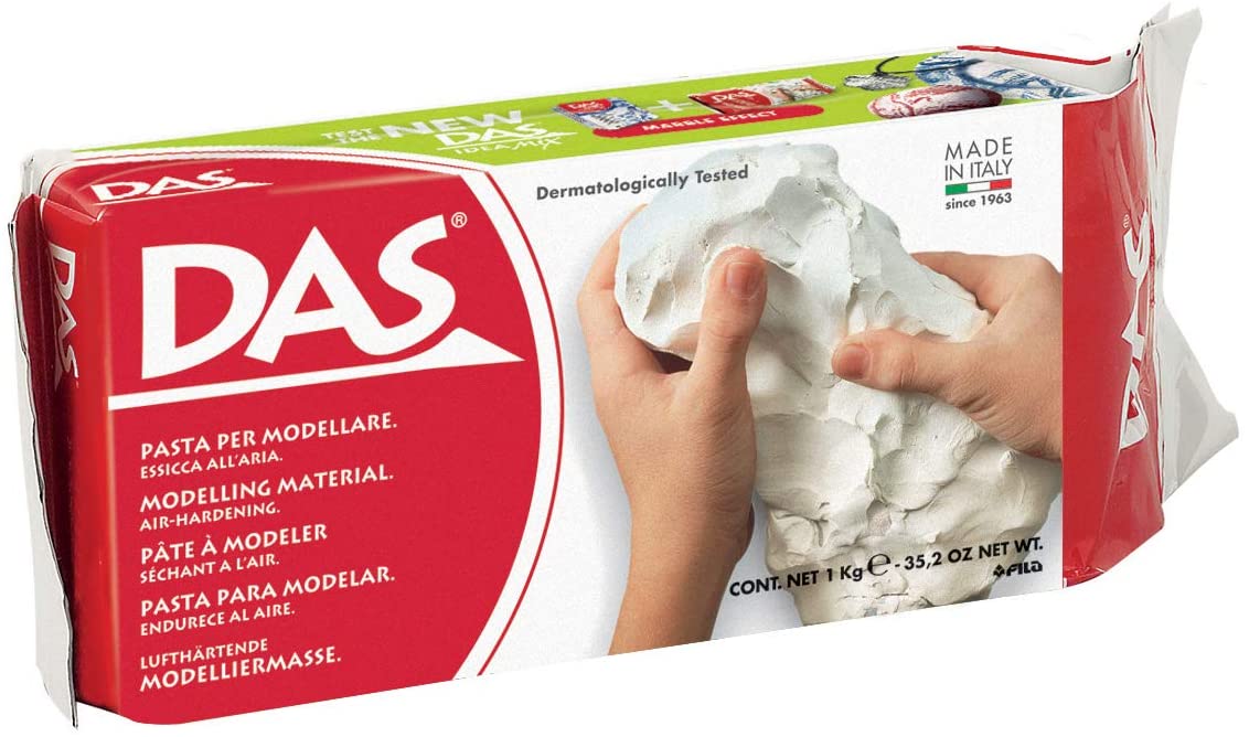 Air Dry Hardening Modeling Clay by DAS Made in Italy 1kg White / Terra