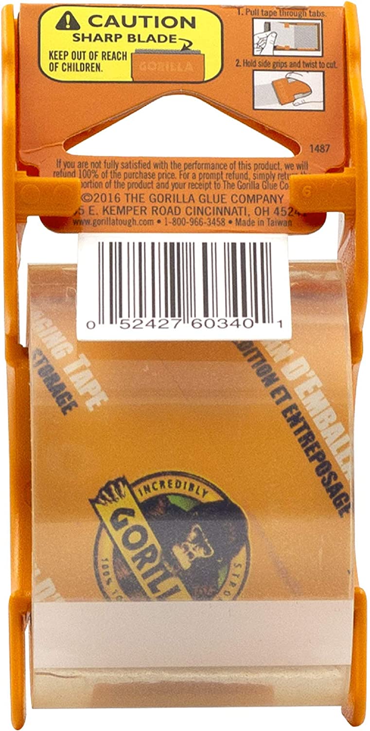 Gorilla 重型包装胶带，带切刀 [47mm x 22m] 