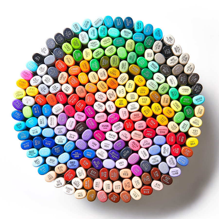 Copic Sketch 72 Markers Set [A-E] with Acrylic Marker Holder