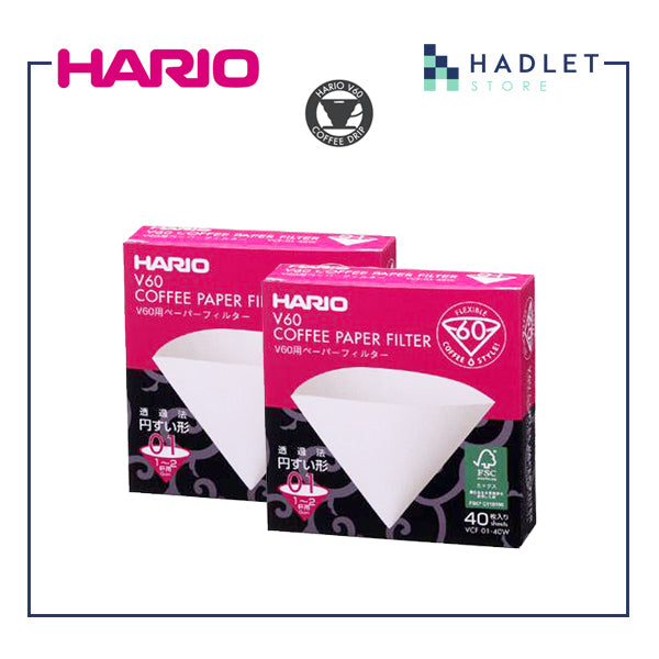 Hario 咖啡滤纸 V60 白色 01/02 40 张 [2/5 件套]