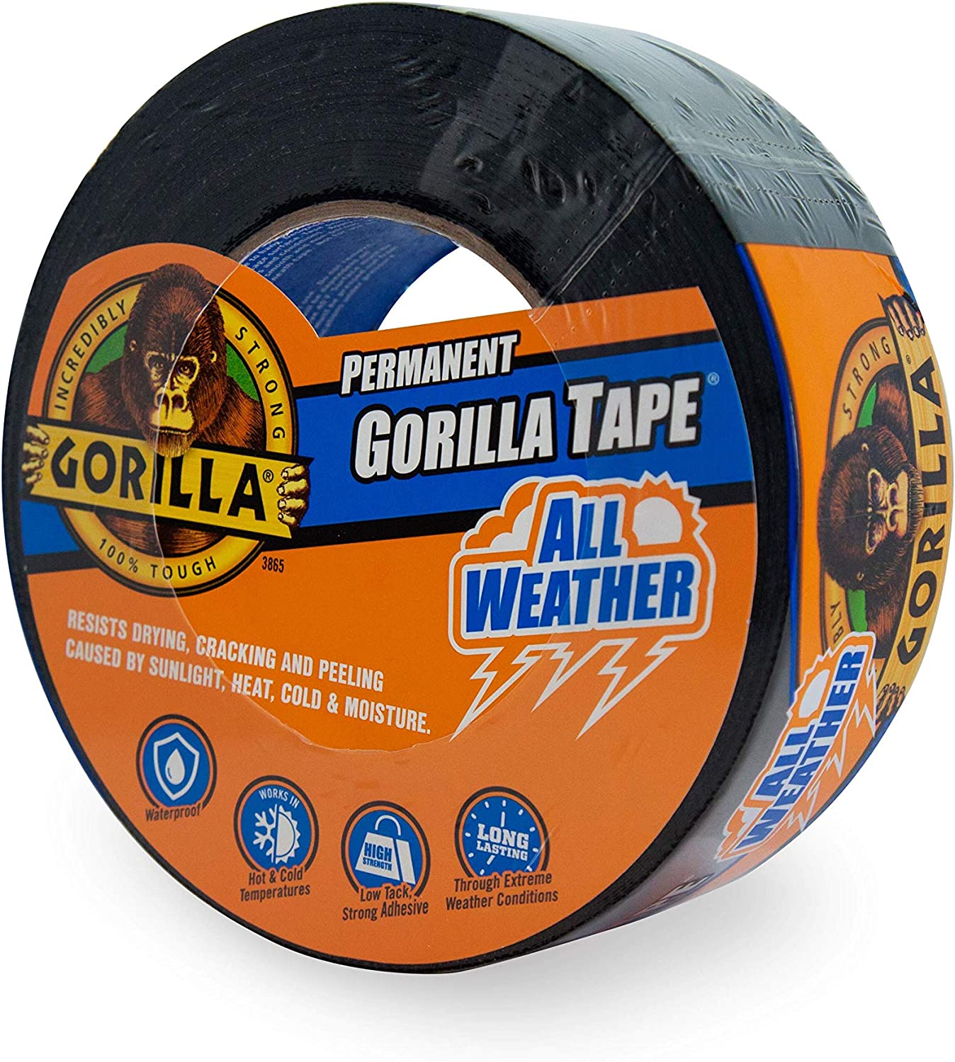 Gorilla 全天候胶带，22.8mx 48mm [黑色] 