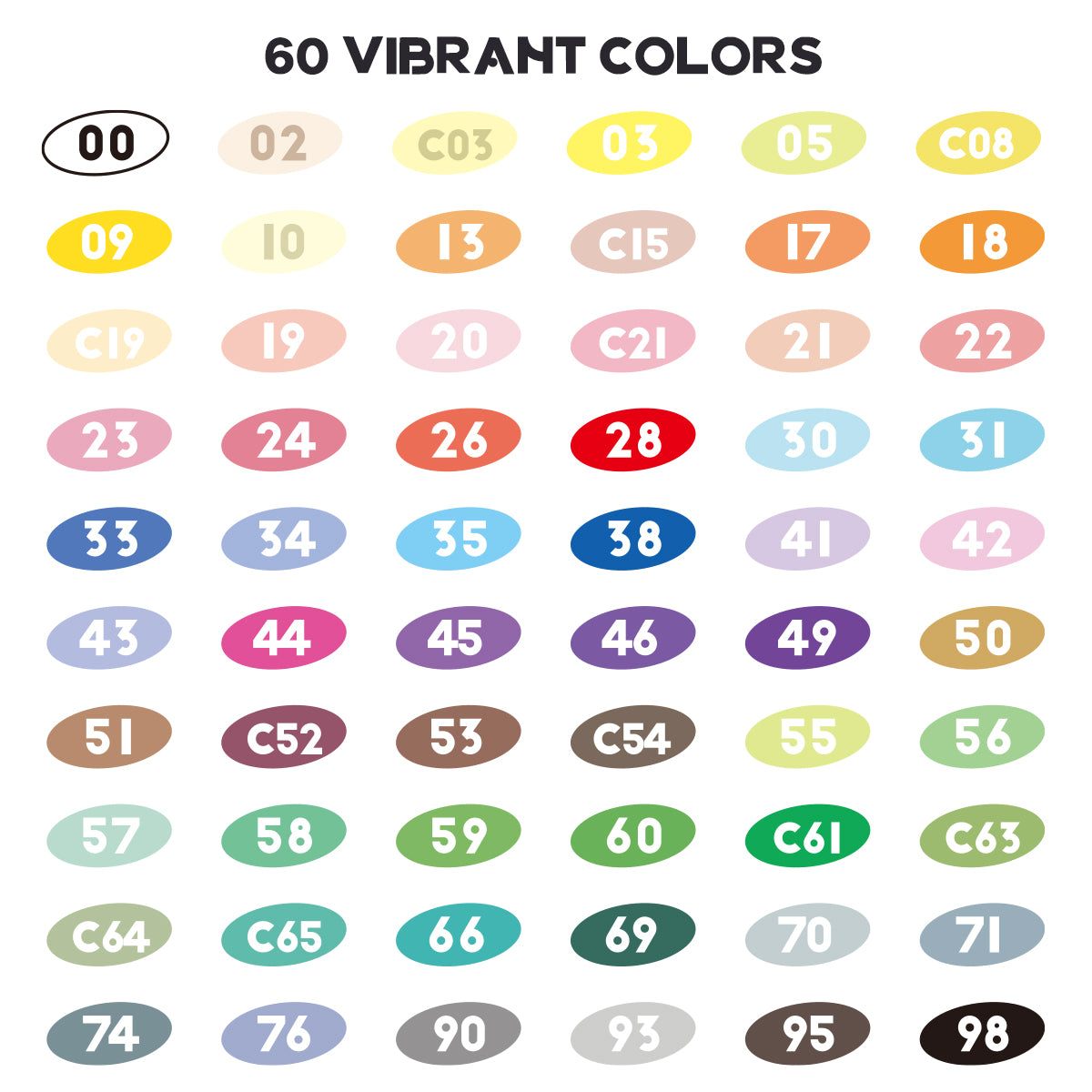 Arrtx 60 Colors Acrylic Marker Brush Tip Set B