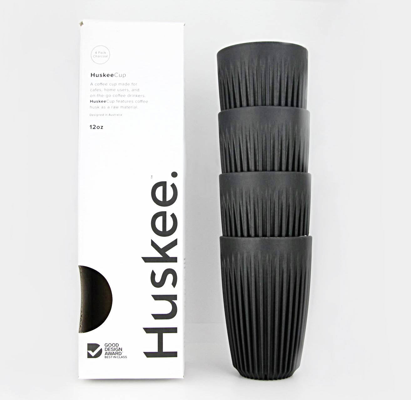 Huskee 咖啡杯 4 件装 [12 盎司/360 毫升]（木炭/自然色）