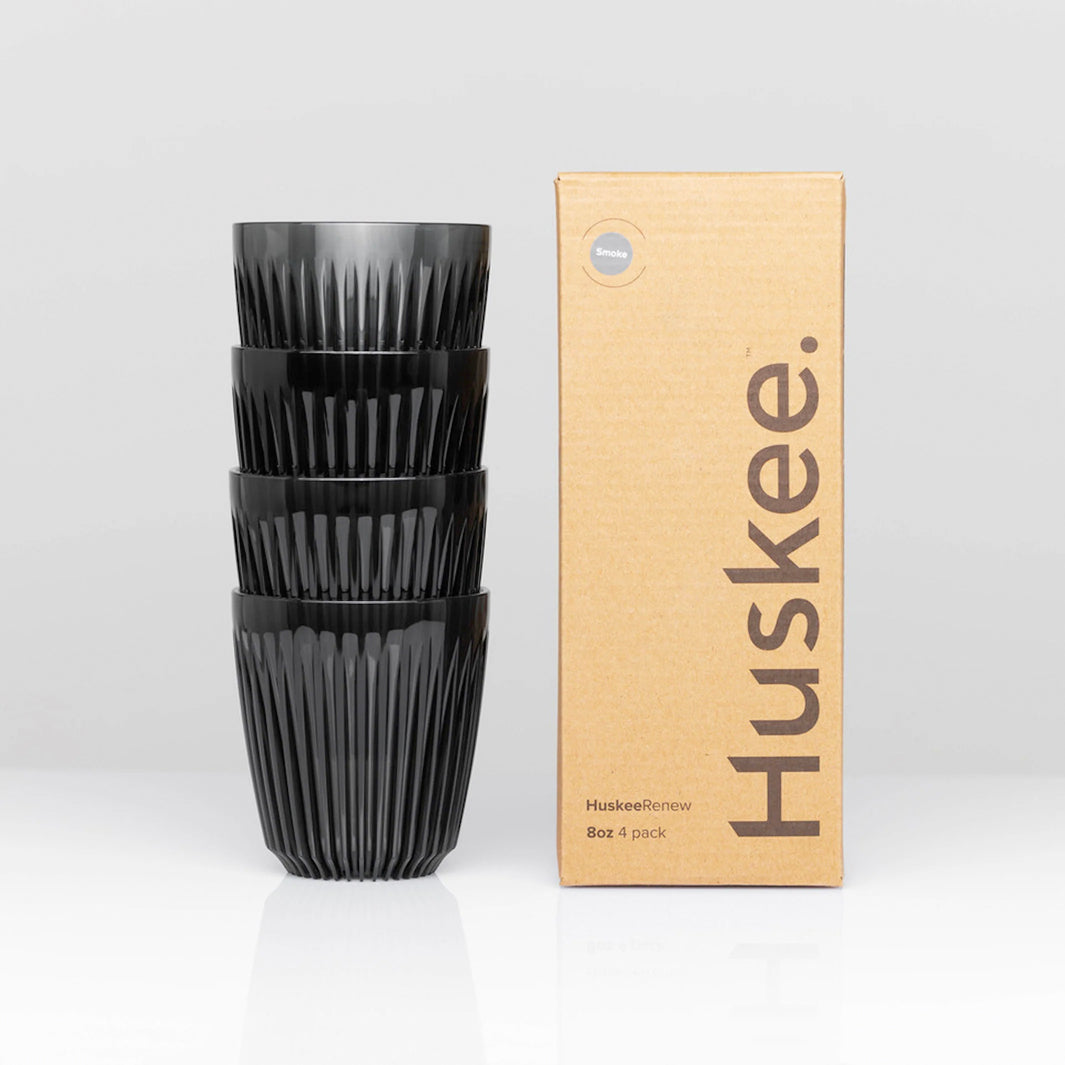Huskee Renew Pack of 4 Coffee Cups 6/8/12oz [Smoke/Amber]