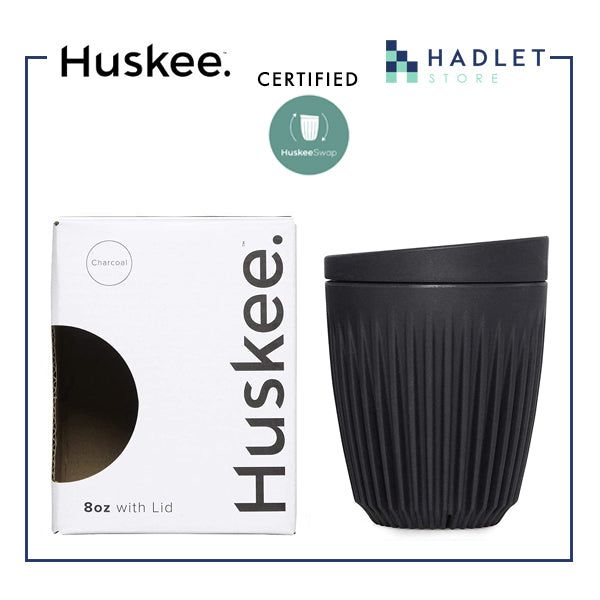 Huskee 咖啡杯 + 盖子 木炭/天然 [240ml/8oz] 环保无毒