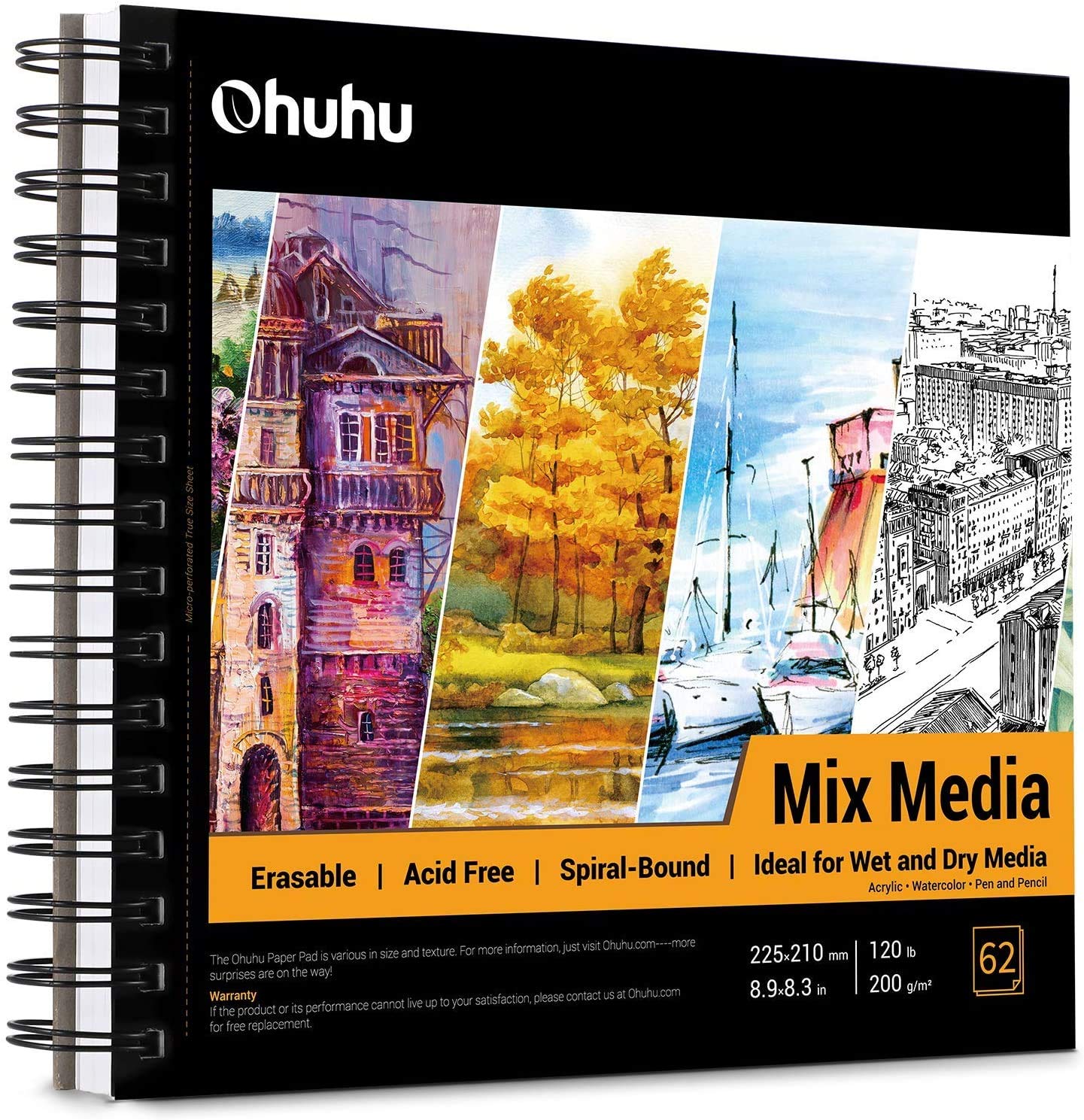Ohuhu Marker Pads Art Sketchbook, 10x7.4, 120 LB/200 GSM Drawing