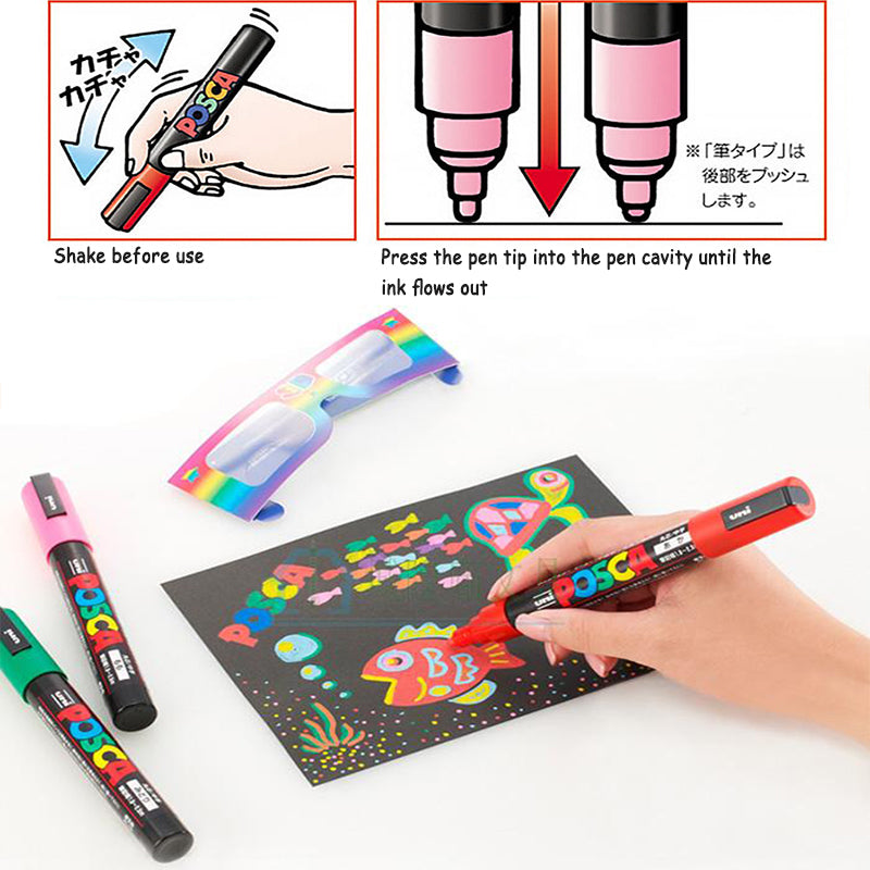 Mitsubishi Pencil Water-based Pen-Poska Medium 7-color PC5M7C Japan